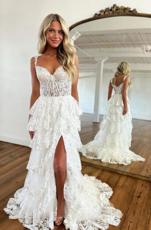 Wholesale Sparkly Sweetheart Long Graduation School Dresses Evening Party Gown with Slit