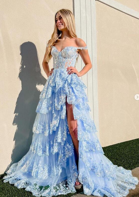 Wholesale Sparkly Sweetheart Long Graduation School Dresses Evening Party Gown with Slit