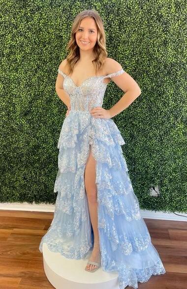 Wholesale Sparkly Sweetheart Long Graduation School Dresses Evening Party Gown with Slit