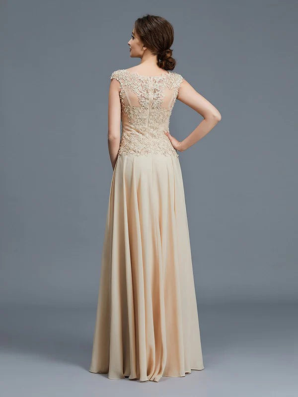 Wholesale A-Line Princess Scoop Sleeveless Ruffles Chiffon Floor-Length Mother of the Bride Dresses
