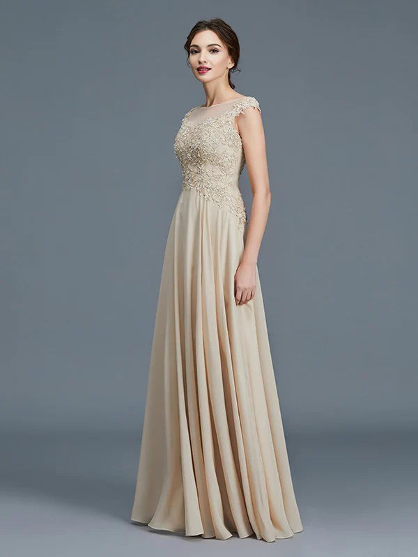 Wholesale A-Line Princess Scoop Sleeveless Ruffles Chiffon Floor-Length Mother of the Bride Dresses