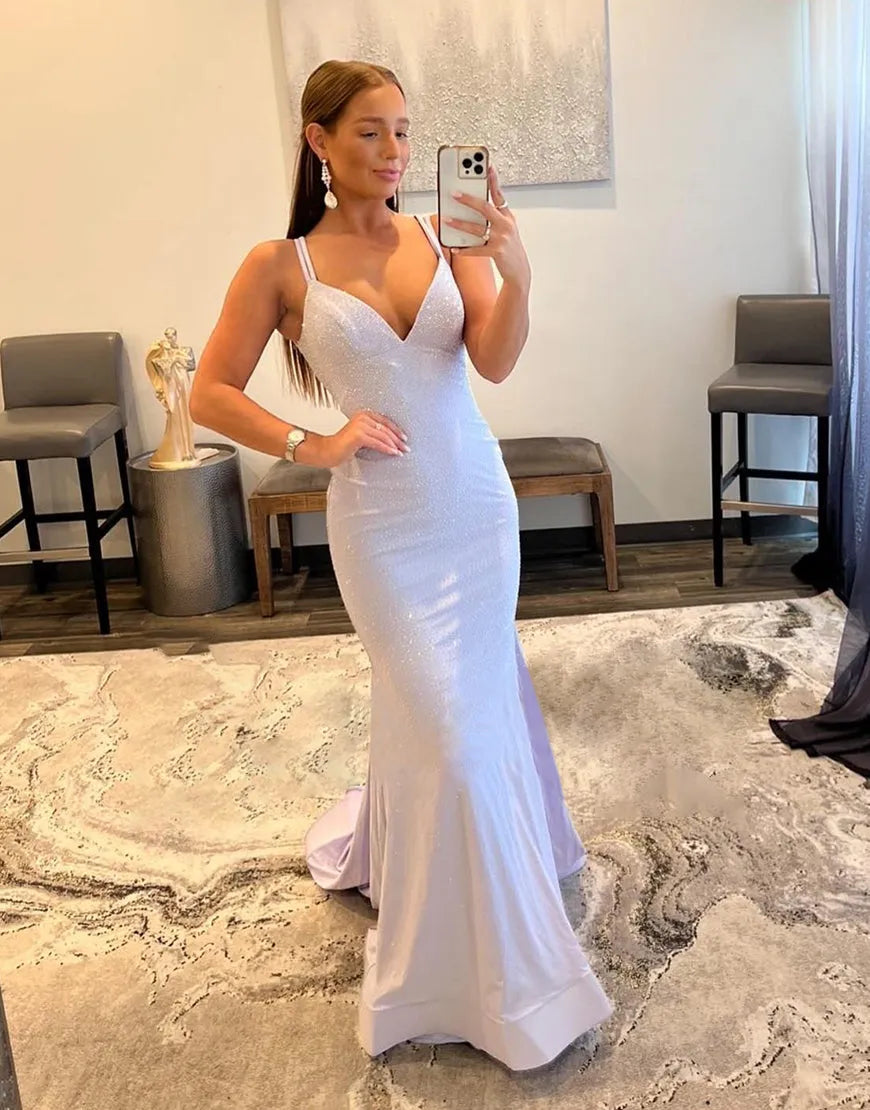 Wholesale Mermaid Silver Sexy Backless Long Prom Dress prom dresses shops