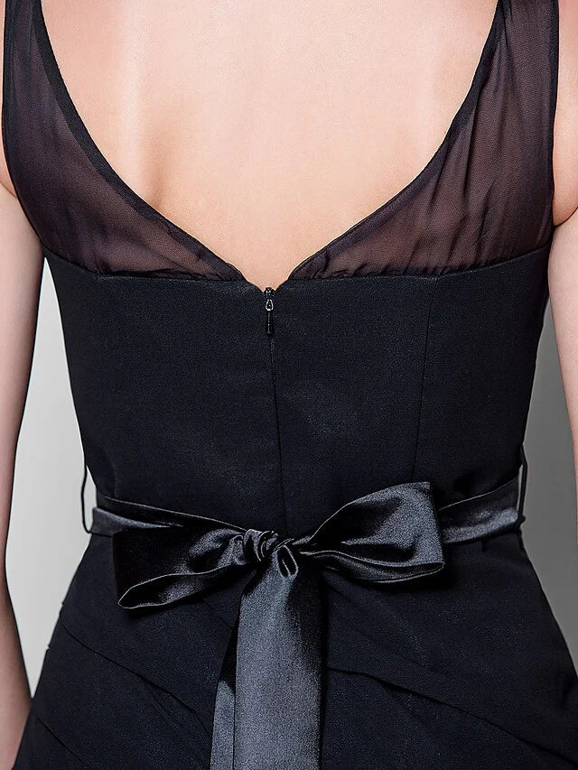 Wholesale Mother of the Bride Dress Cowl Neck Floor Length Georgette Sleeveless with Sash Ribbon Beading Appliques