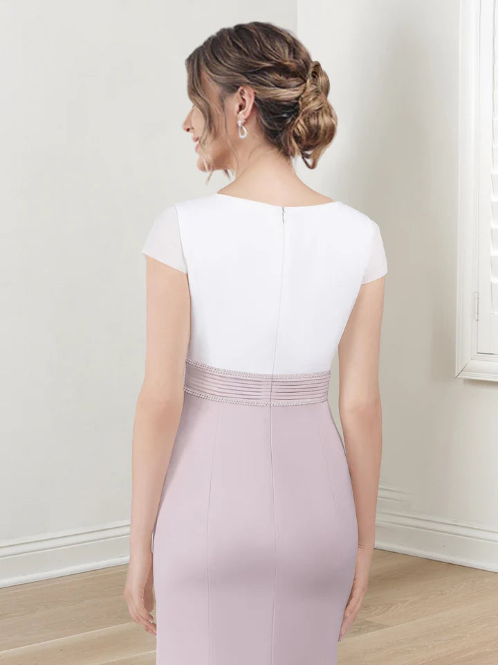 Wholesale Sheath/Column V-Neck Tea-Length Mother Of The Bride Dresses