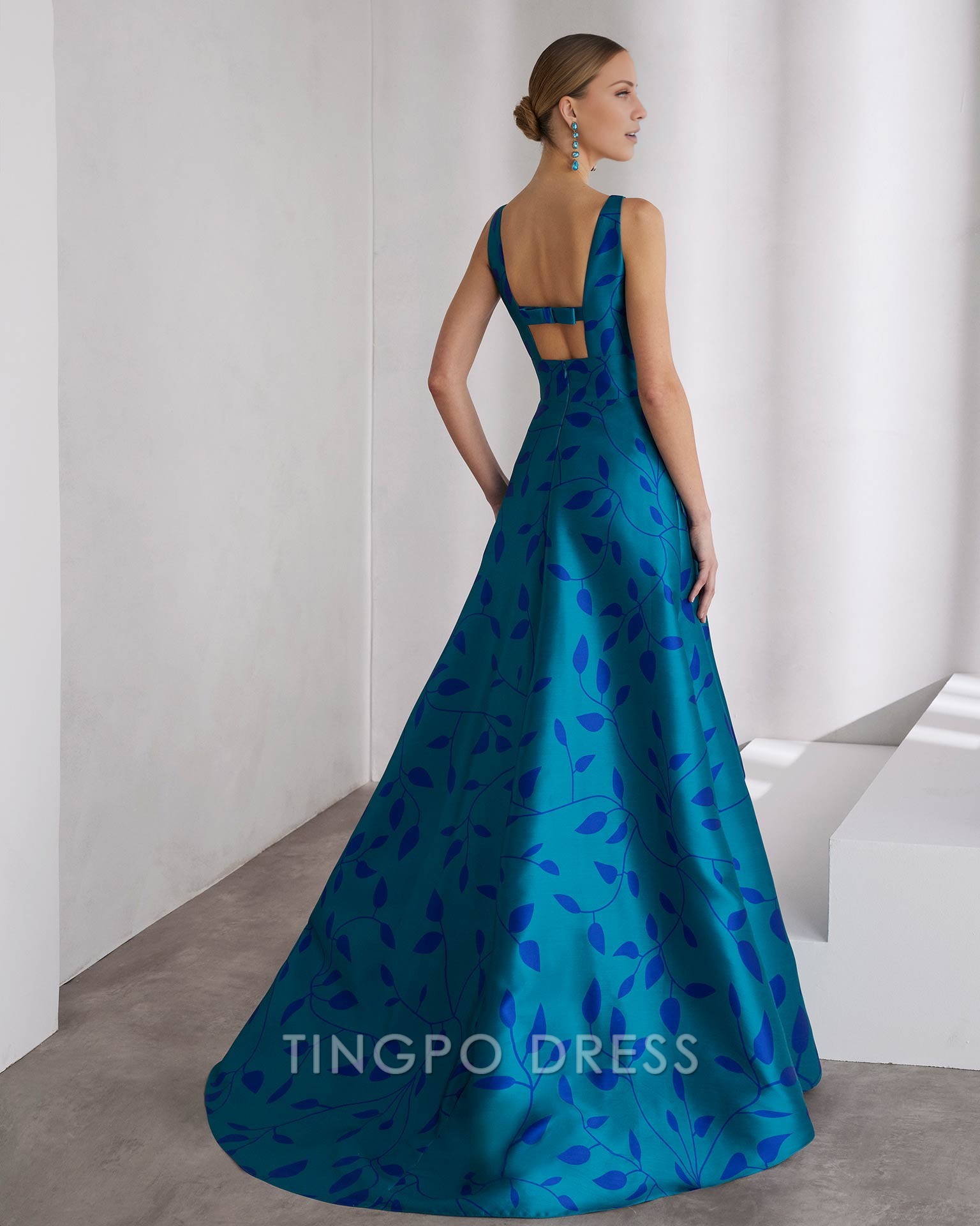 TingPo Wholesale Elegant printed dress backless floor length dance dress prom dresses formal wear dresses New Arrivals