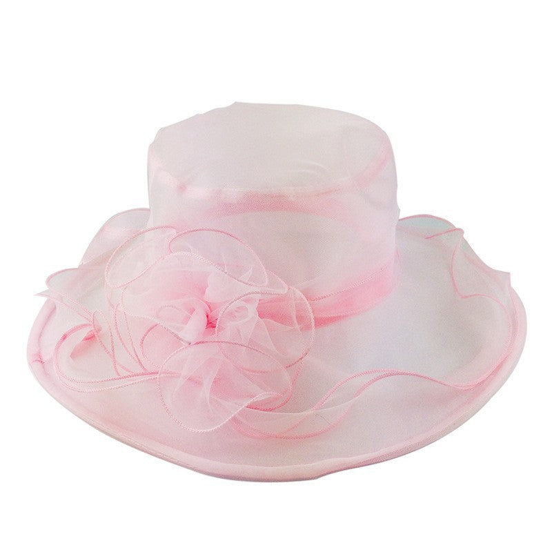 Wholesale Fascinators Hats Headwear Organza Bucket Hat Floppy Hat Straw Hat Casual Holiday Elegant Vintage With Flower Pure Color Headpiece Headwear