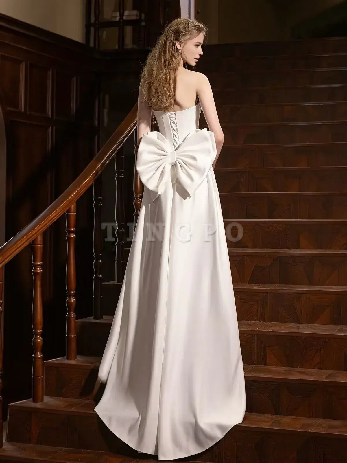 Wholesale A-Line Satin White Long Prom Dress White Long Formal Dress gowns evening dresses