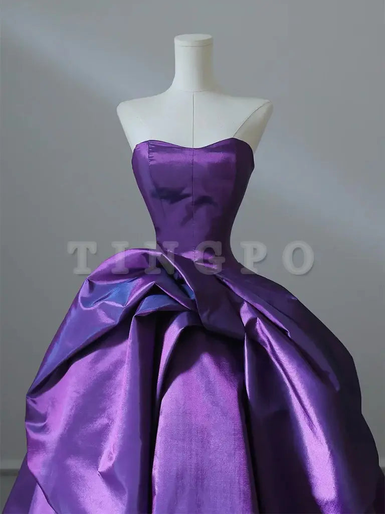 Wholesale A-Line Sweetheart Neck Satin Purple Long Prom Dress Satin Purple Long Formal Dress gowns evening dresses