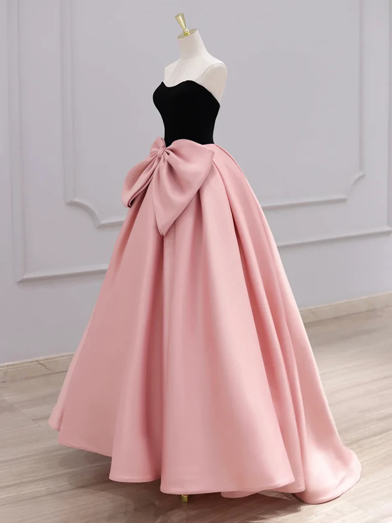 Wholesale A-Line Sweetheart Neck Satin Velvet Pink Long Prom Dress Pink Long Formal Dress gowns evening dresses