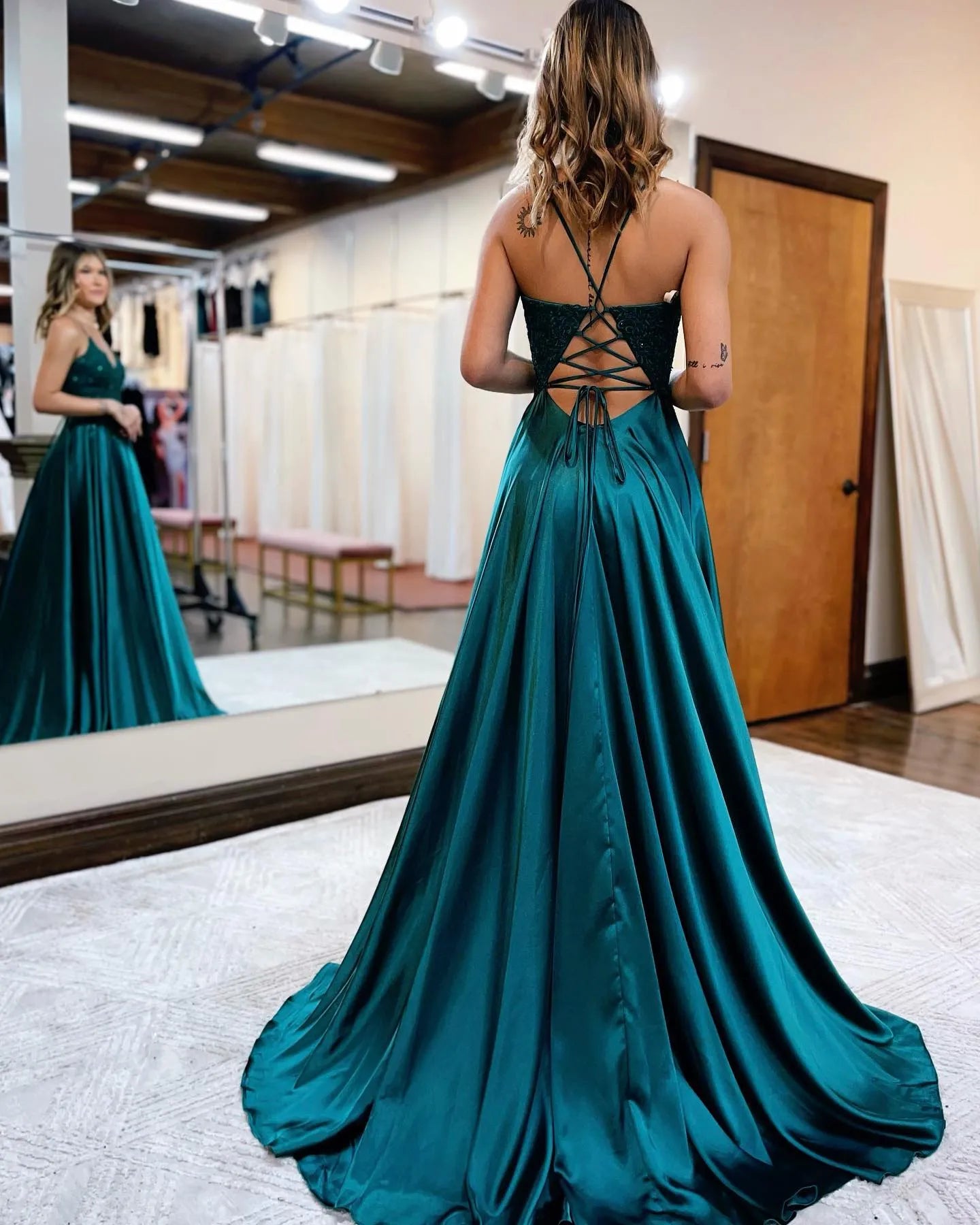 Wholesale A-line Spaghetti Straps Corset Back Prom Dress With Split prom dresses with long sleeves