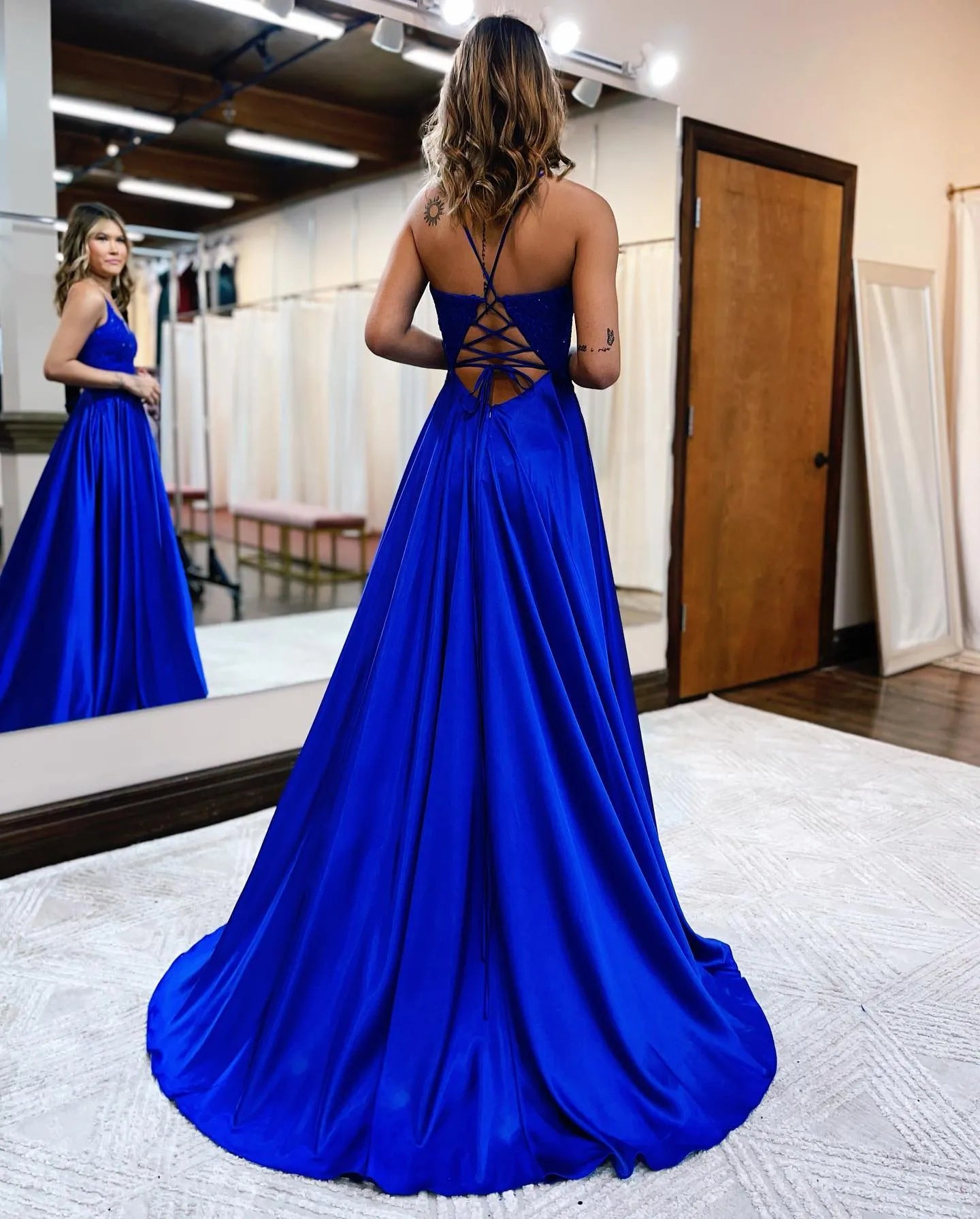 Wholesale A-line Spaghetti Straps Corset Back Prom Dress With Split prom dresses with long sleeves