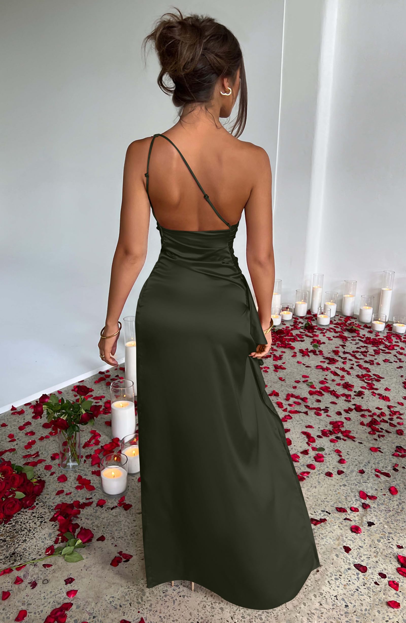 Wholesale Memoriesea Women's Sexy One Shoulder High Split Cocktail Wedding Party Maxi Dress prom dresses shops