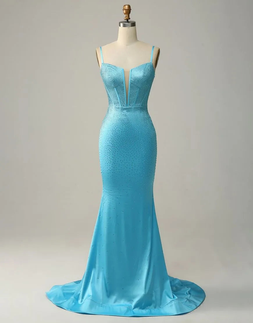 Wholesale Sexy Spaghetti Straps Long Glitter Prom Dress prom dresses with long sleeves