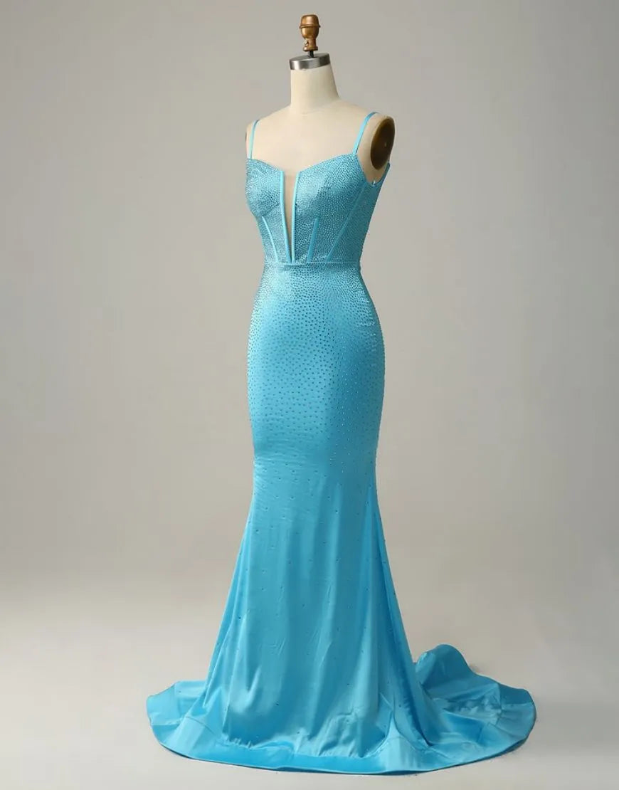 Wholesale Sexy Spaghetti Straps Long Glitter Prom Dress prom dresses with long sleeves