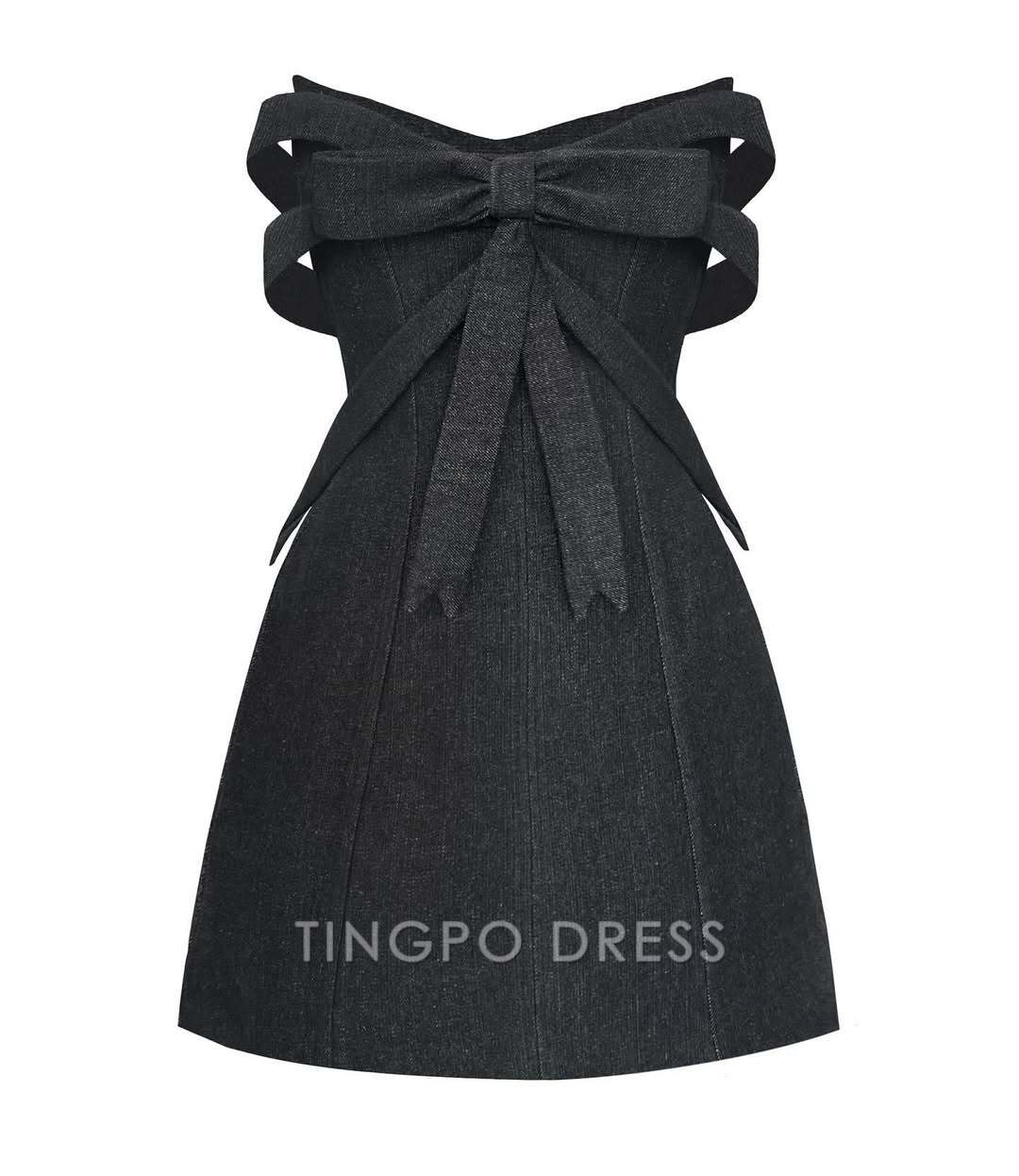 TingPo Wholesale Elegant Cute Sheath Sweetheart Black  Short Homecoming Dress with Bowknot formal wear dresses