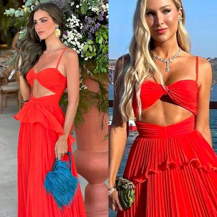 TingPo Wholesale Chiffon Prom Dress Spaghetti Strap Floor Length Sleeveless Formal Evening Dresses