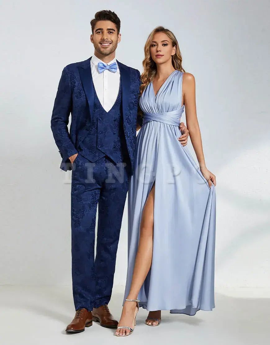 Wholesale Convertible Satin A-line Floor Length Bridesmaid Dress With Split Bridesmaid dress shop