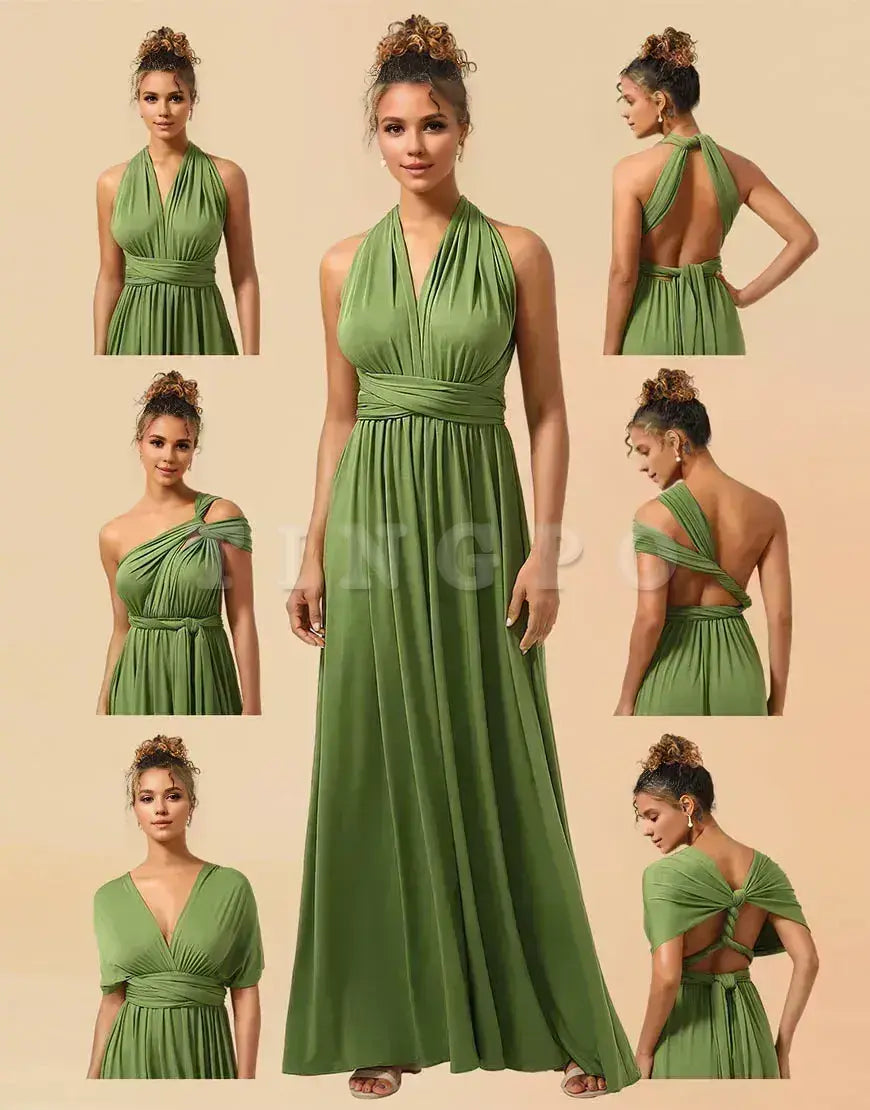 Wholesale Convertible Spandex A-line Floor Length Bridesmaid Dress Bridesmaid dress shop