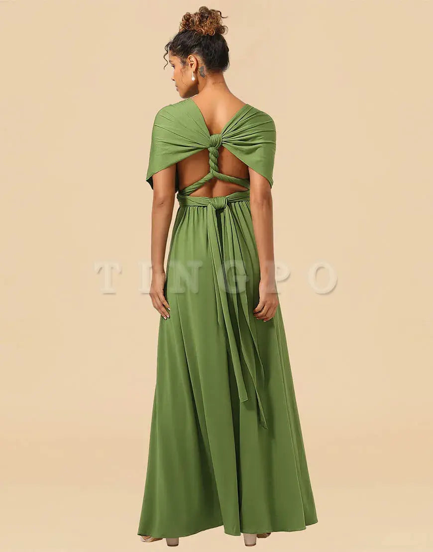 Wholesale Convertible Spandex A-line Floor Length Bridesmaid Dress Bridesmaid dress shop