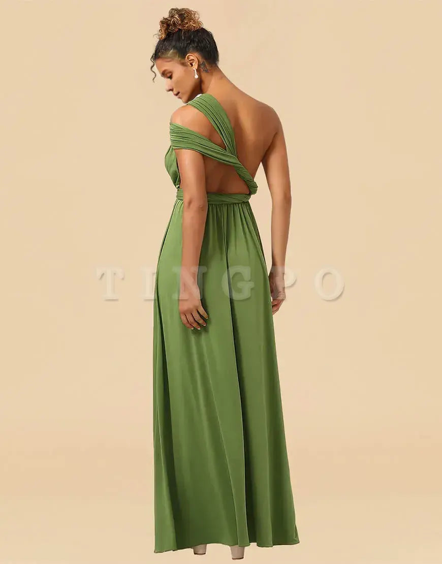Wholesale Convertible Spandex A-line Floor Length Bridesmaid Dress Bridesmaid dress shop