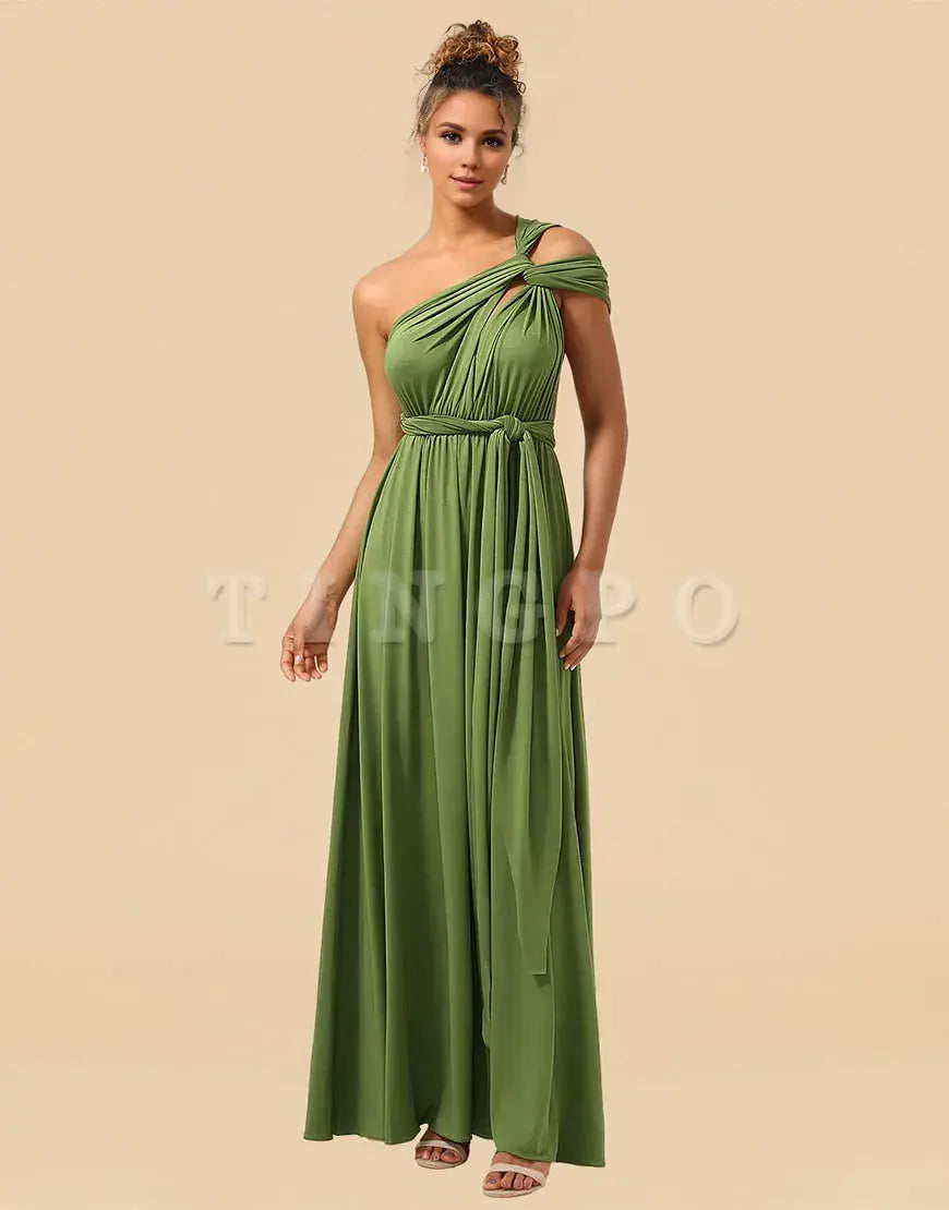 Wholesale Convertible Spandex A-line Floor Length Bridesmaid Dress Bridesmaid dress shop
