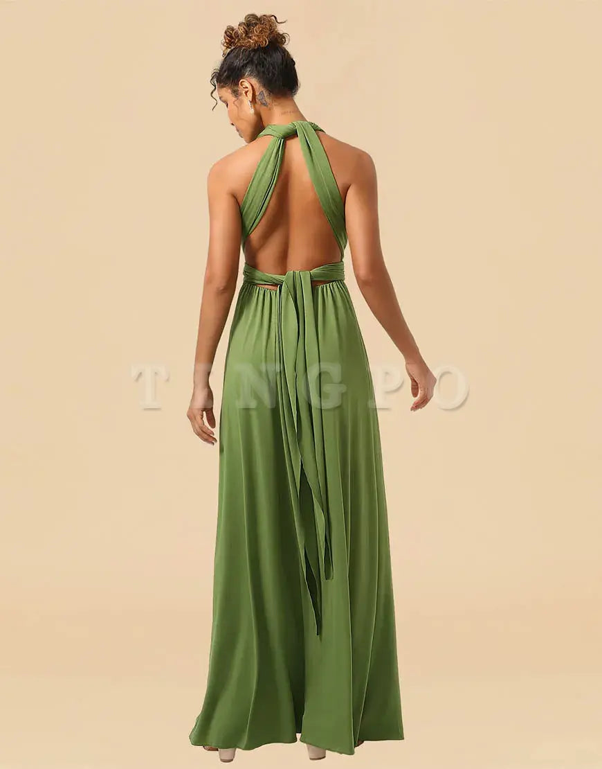 Wholesale Convertible Spandex A-line Floor Length Bridesmaid Dress Bridesmaid dress shop