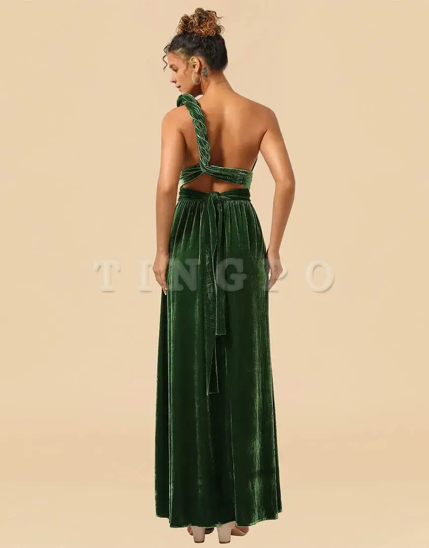 Wholesale Convertible Velvet A-line Floor Length Bridesmaid Dress Bridesmaid dress shop