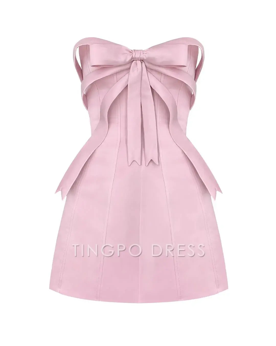 TingPo Wholesale Elegant Cute Sheath Sweetheart Pink Short Homecoming Dress with Bowknot formal wear dresses