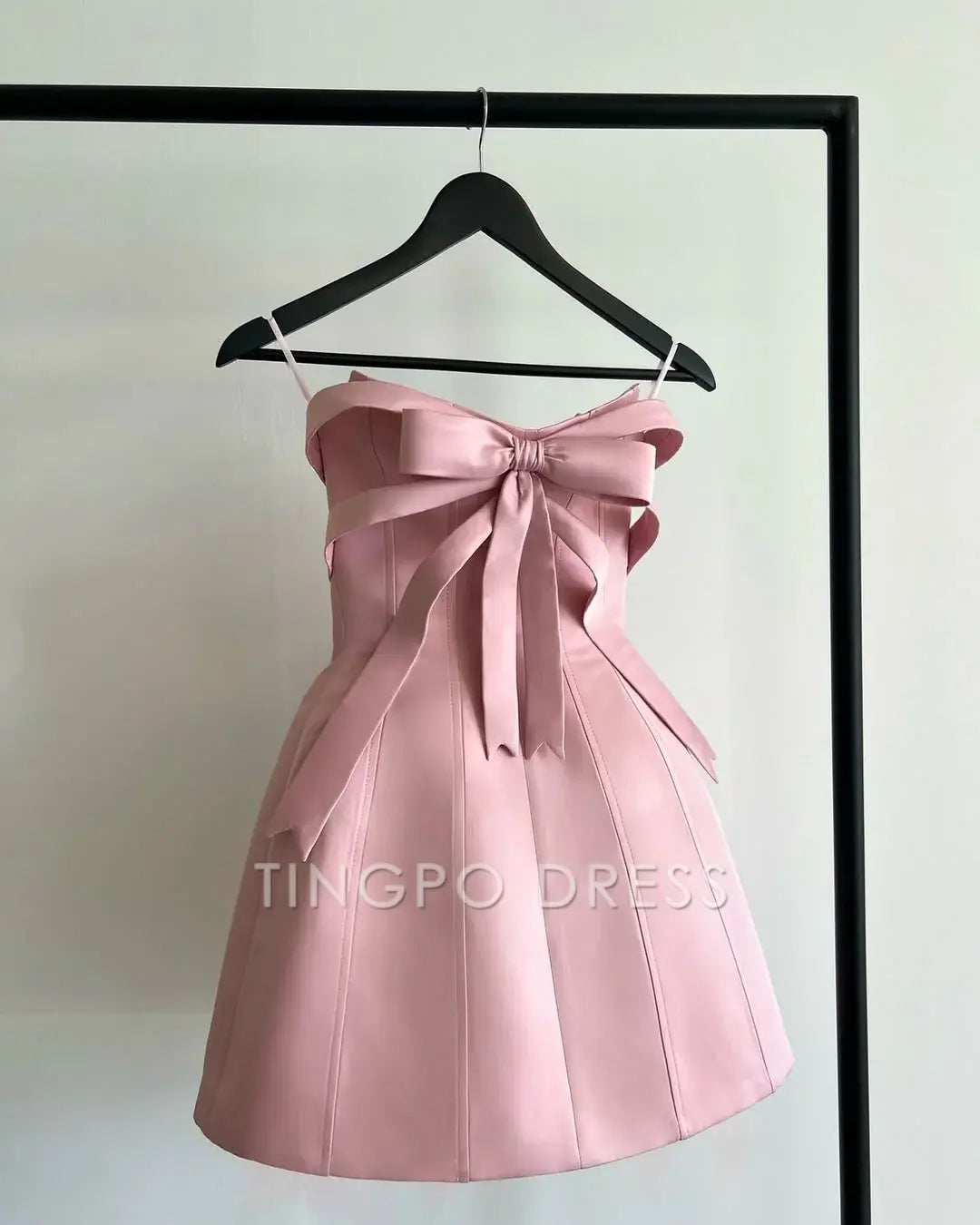 TingPo Wholesale Elegant Cute Sheath Sweetheart Pink Short Homecoming Dress with Bowknot formal wear dresses
