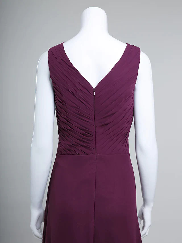 Wholesale Mother of the Bride Dress V Neck Floor Length Chiffon 3/4 Length Sleeve with Criss Cross Crystals