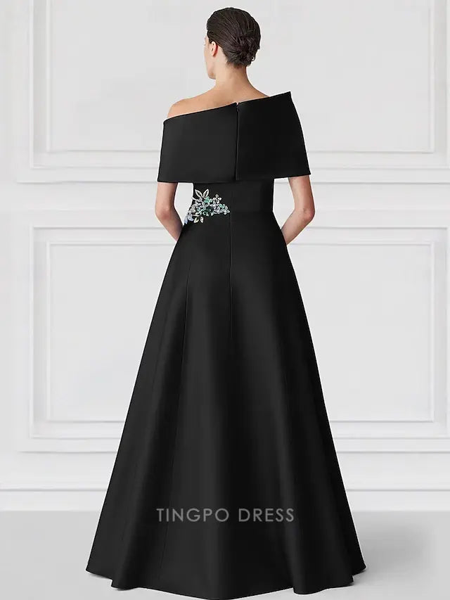 Elegant A-Line One - Shoulder Embellished High - Slit Floor-Length Maxi Dress Prom Dress