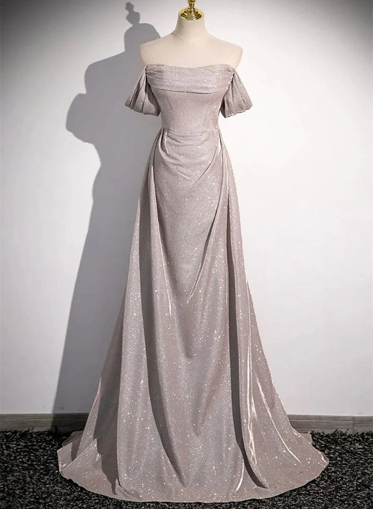 TingPo Wholesale Elegant A-line Off Shoulder Sweetheart Long Evening Dress Prom Dress