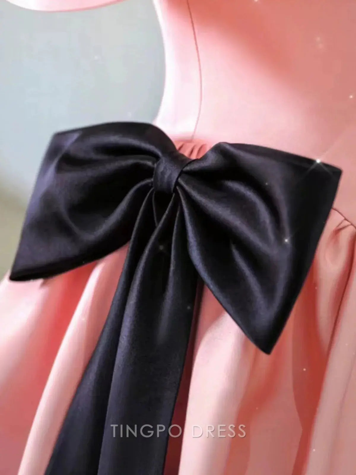 TingPo Wholesale Elegant Ball Gown Off The Shoulder Pink Satin Long Prom Dress Evening Dresses