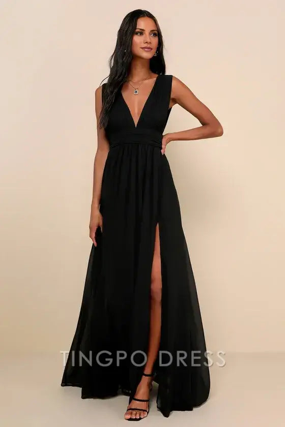 TingPo Wholesale Elegant Heavenly Hues Black Maxi Dress formal wear dresses