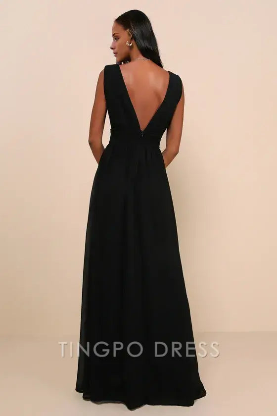TingPo Wholesale Elegant Heavenly Hues Black Maxi Dress formal wear dresses
