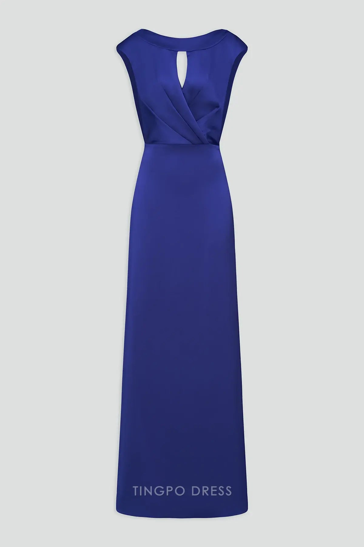 Elegant Keyhole Neck Draped Back Satin Mermaid Maxi Dress Prom Dress