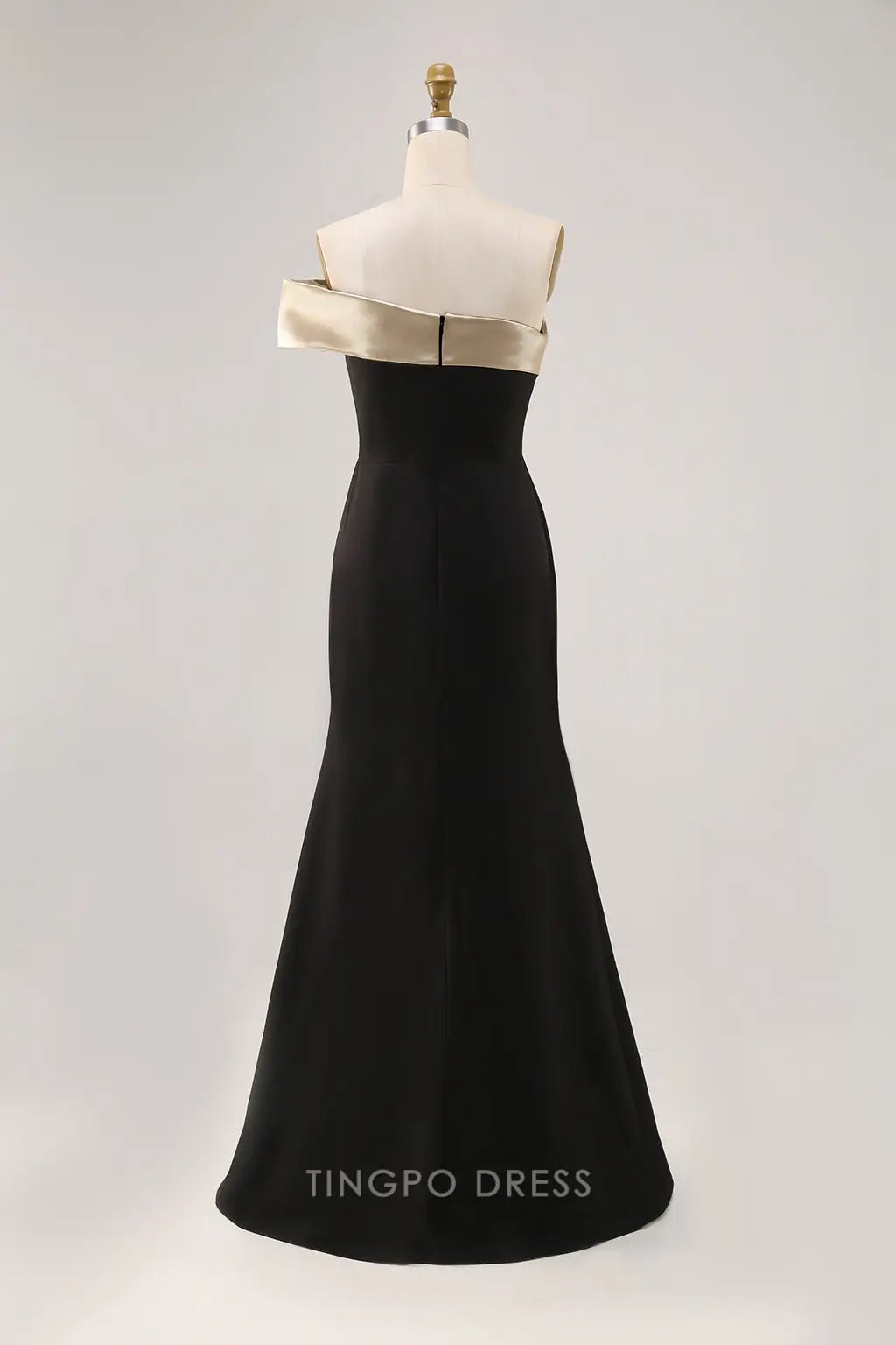 Elegant Mermaid Formal Prom Dress Off-The-Shoulder Color-block Side Slit Maxi Dress Prom Dress