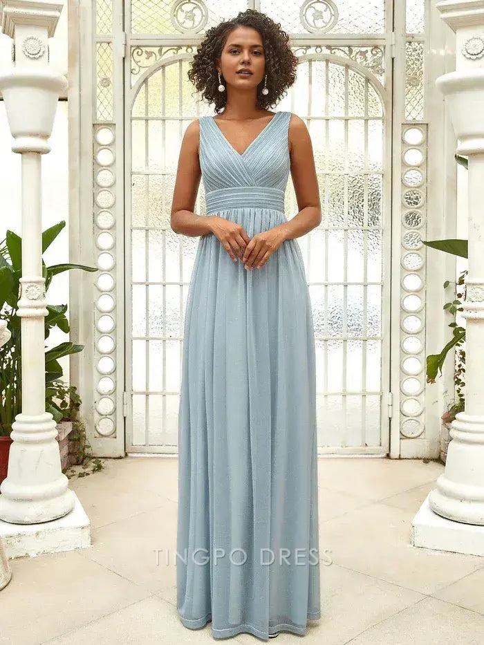 Elegant Plus Size Women's V - Neck Sleeveless Shimmering Maxi Dress Prom Dress