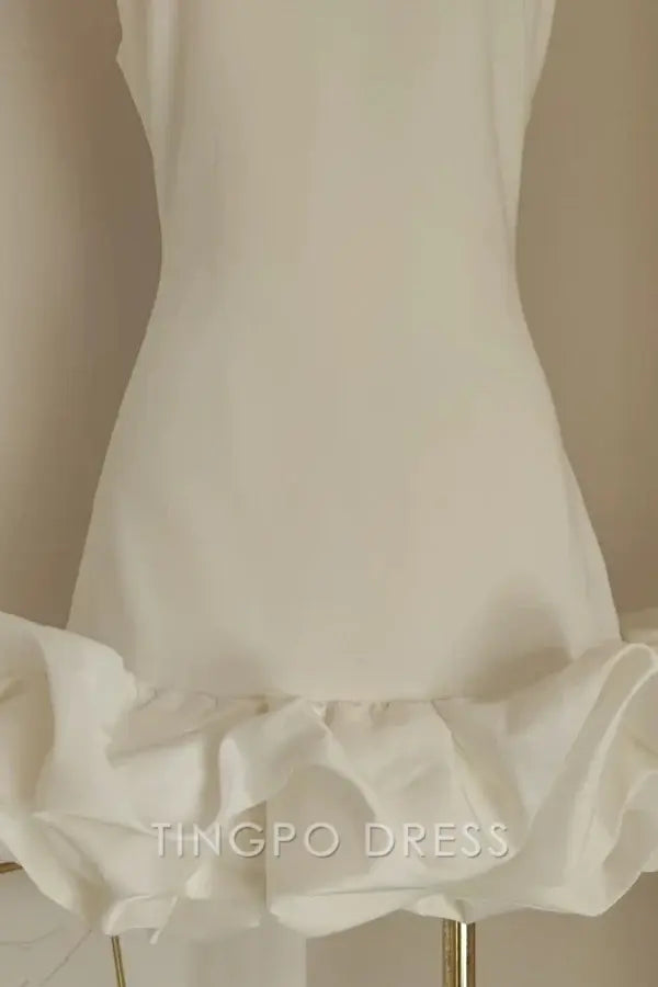 TingPo Wholesale Elegant Sheath ScoopNeck Straps Sleeveless Backless Back Zipper Ruched Mini Homecoming Dress Short Evening Dress Birthday Party Dress formal wear dresses