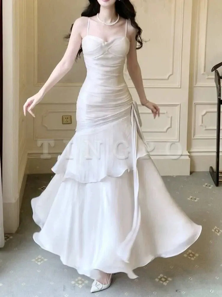 Wholesale Elegant Sheath Straps Sleeveless White Prom Dresses Long Evening Dress formal wear dresses