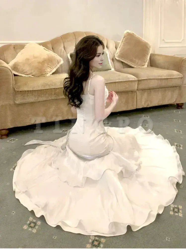 Wholesale Elegant Sheath Straps Sleeveless White Prom Dresses Long Evening Dress formal wear dresses