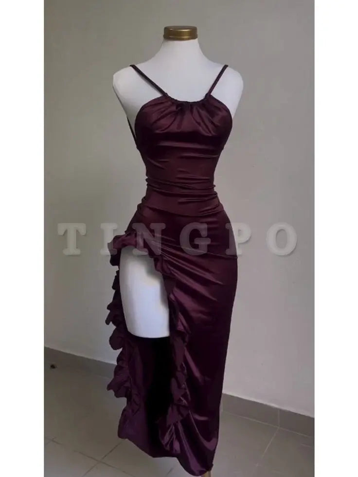 Wholesale Elegant Sleeveless Midi Dress Backless High Fork Club Evening Prom Dresses formal wear dresses