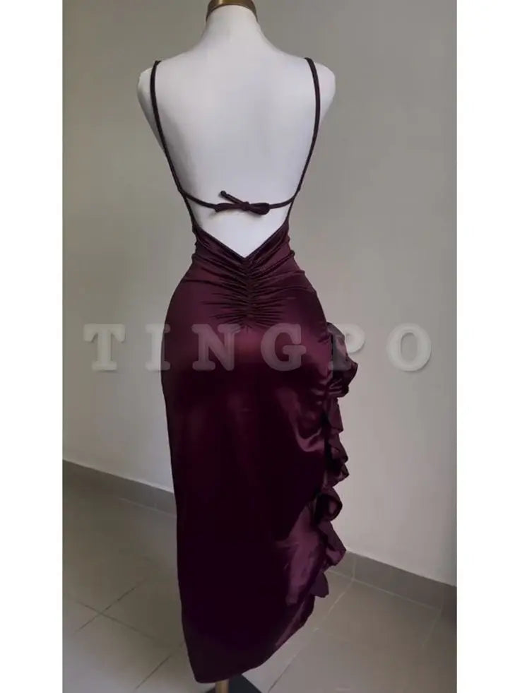 Wholesale Elegant Sleeveless Midi Dress Backless High Fork Club Evening Prom Dresses formal wear dresses