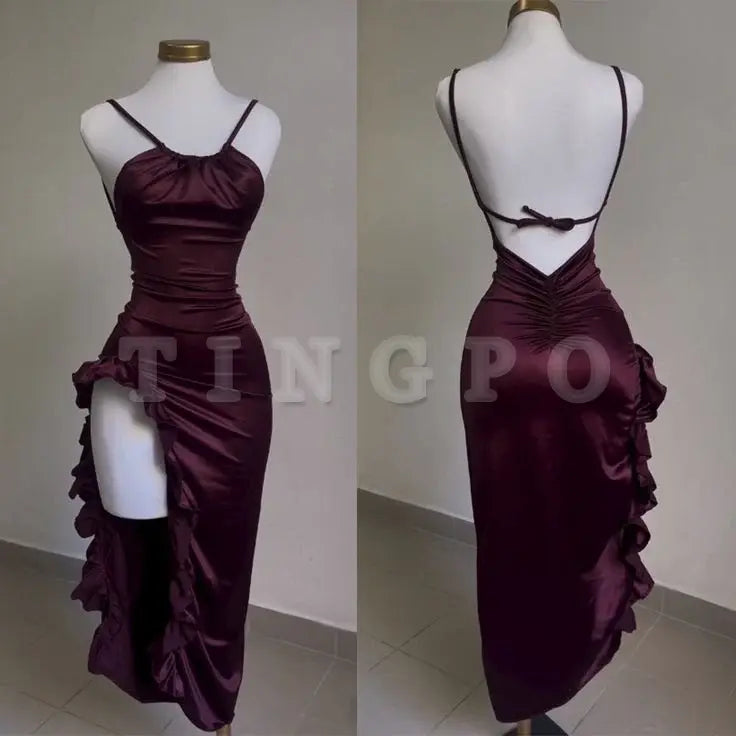 Wholesale Elegant Sleeveless Midi Dress Backless High Fork Club Evening Prom Dresses formal wear dresses