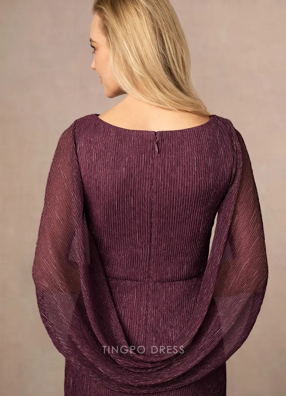 Fashionable Mermaid/Trumpet Scoop Cap Sleeve Back Zip Floor-Length Mother of the Bride Dress