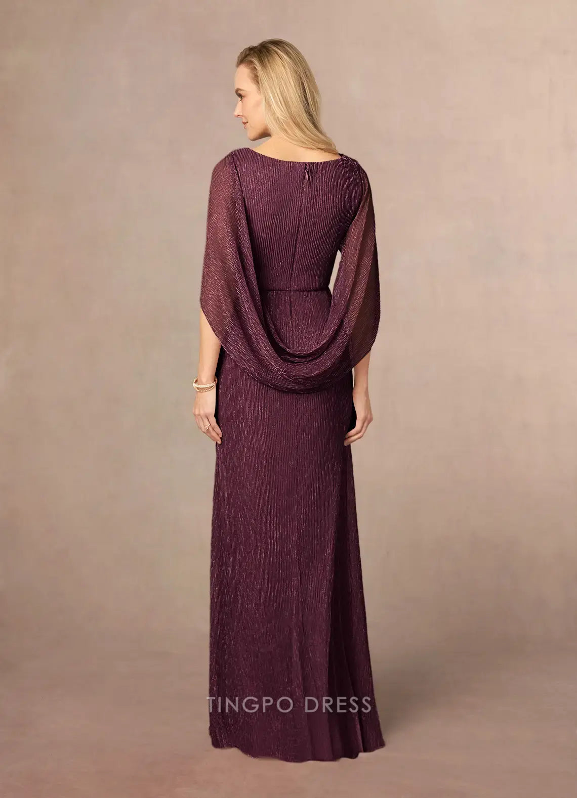 Fashionable Mermaid/Trumpet Scoop Cap Sleeve Back Zip Floor-Length Mother of the Bride Dress