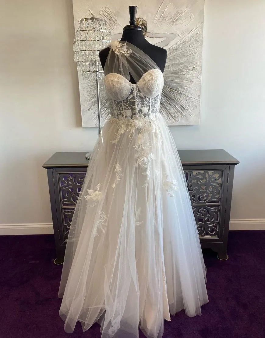 Wholesale Gorgeous A-Line One Shoulder Prom Dress With Appliques prom dresses shops