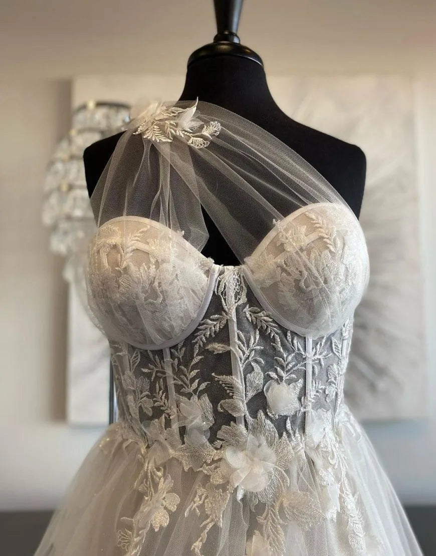 Wholesale Gorgeous A-Line One Shoulder Prom Dress With Appliques prom dresses shops