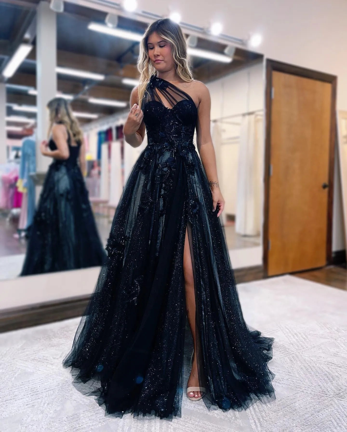 Wholesale Gorgeous A-Line One Shoulder Prom Dress With Appliques prom dresses shops