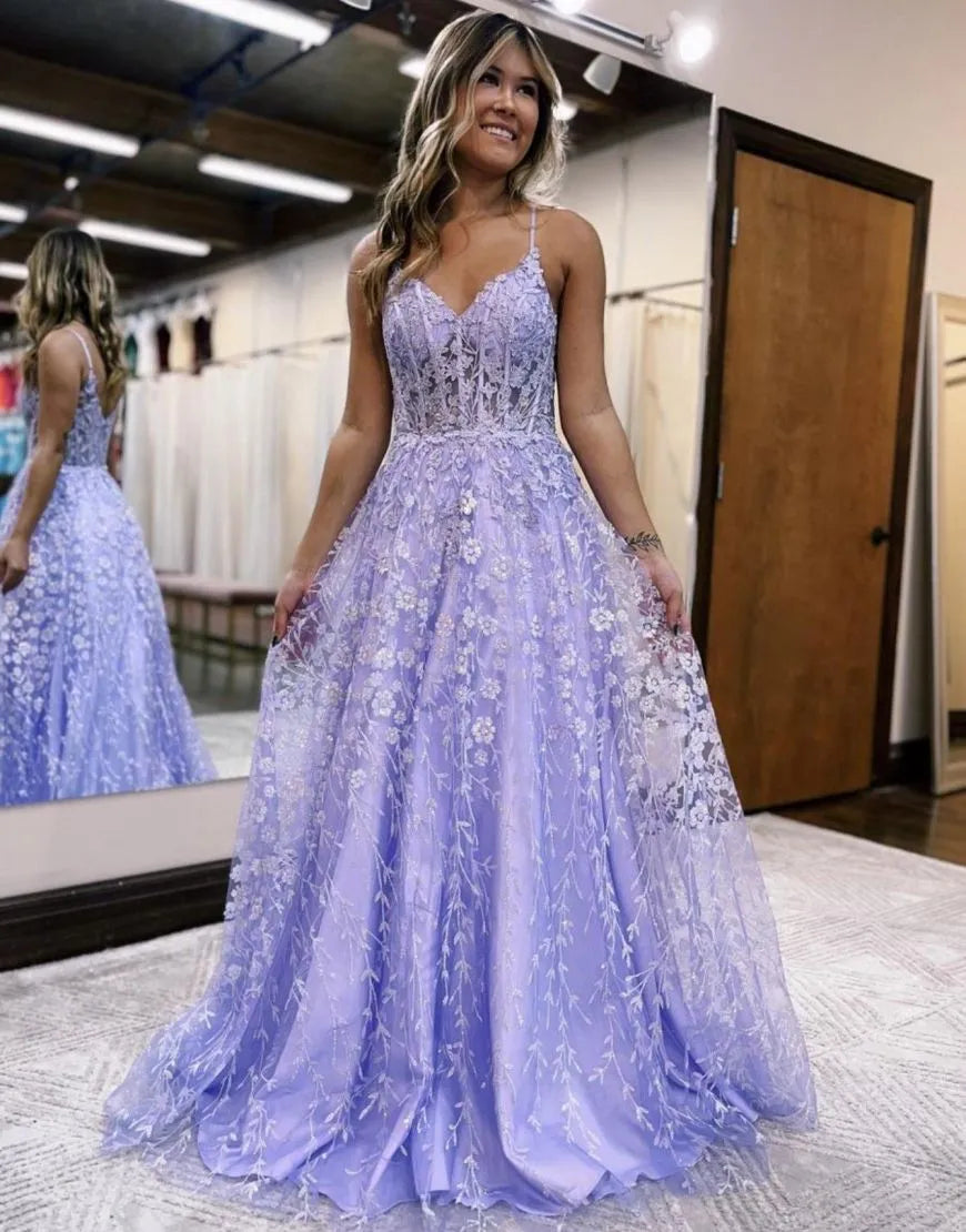 Wholesale Gorgeous A-Line Spaghetti Straps Prom Dress With Appliques prom dresses shops